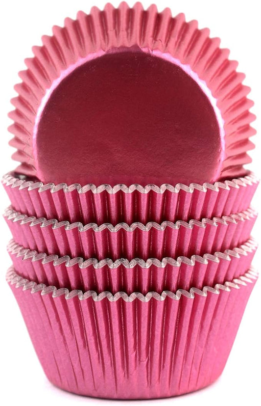 Eoonfirst Foil Cupcake Liners Baking Cups 100 Pcs (Pink)