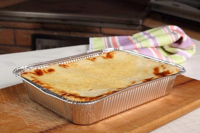 Aluminum Pans Full Size, Large Disposable Roasting & Baking Pan, 21"x13" Deep Foil Pans (100 Pack) Extra Heavy Duty Chafing Trays for Hotels, Restaurants, Caterers, Steam Table, Buffets & Bakeware