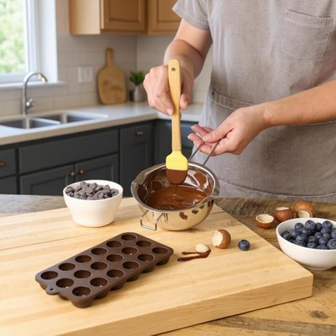 Mrs. Anderson’s Baking Chocolate Melting Pot with Pour Spouts, Heavyweight Stainless Steel, 2.5-Cup Capacity