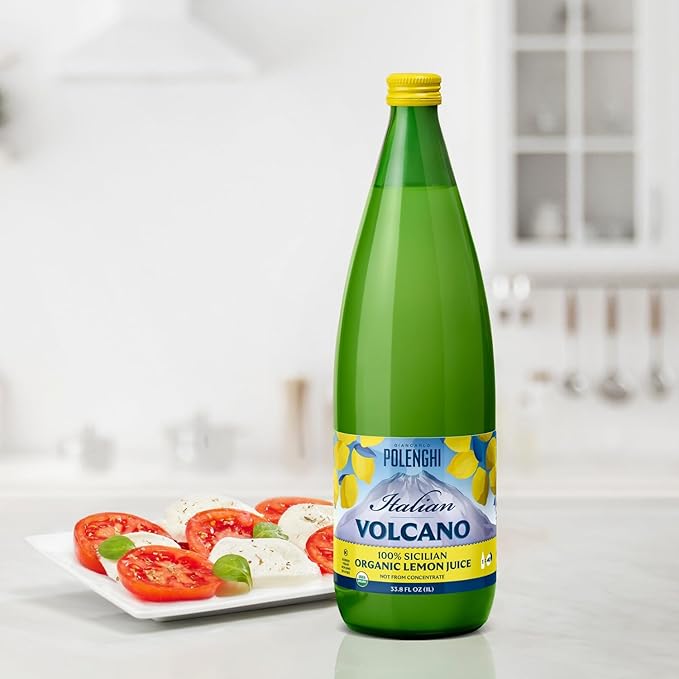 Volcano Bursts Organic Italian Lemon Juice, 33.8 oz (1 Liter)