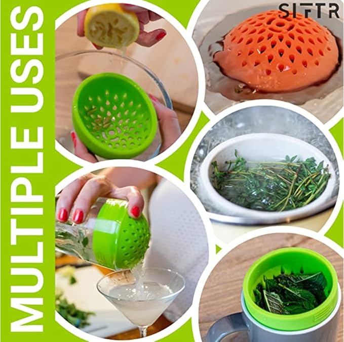 (GREEN) Nesting Can Strainer Mini Colander Set - Space Saving Small Colanders and Strainers - Multi Use Kitchen Gadget - Silicone Can Strainer