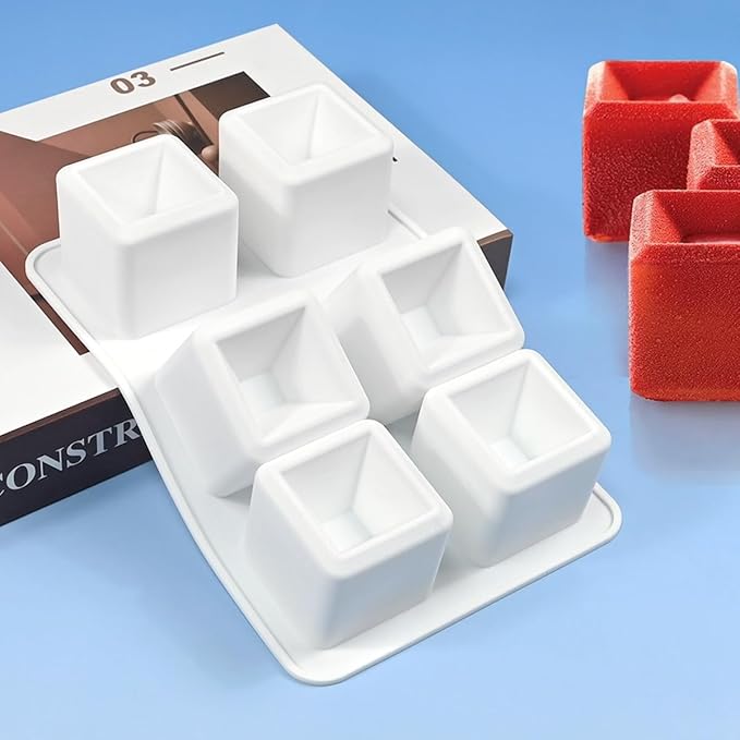 mostsom Silicone Mold Mousse Molds 3D Concave Square Shape Silicone Mould 3D Brownie Pudding Mousse Chocolate Dessert DIY Baking Cake Decoration Tool (F_ Concave Square)