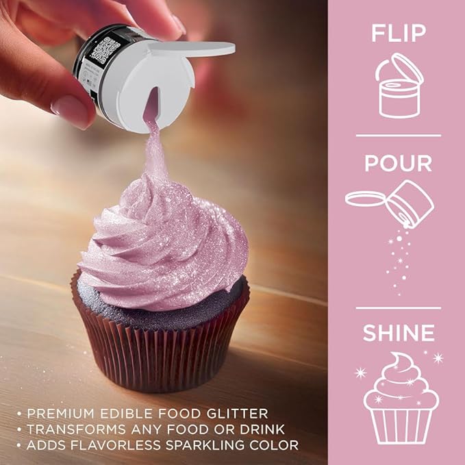 Bakell - Soft Pink Tinker Dust (5g, 1x Jar) Edible Glitter for Food, Desserts, and Beverages!