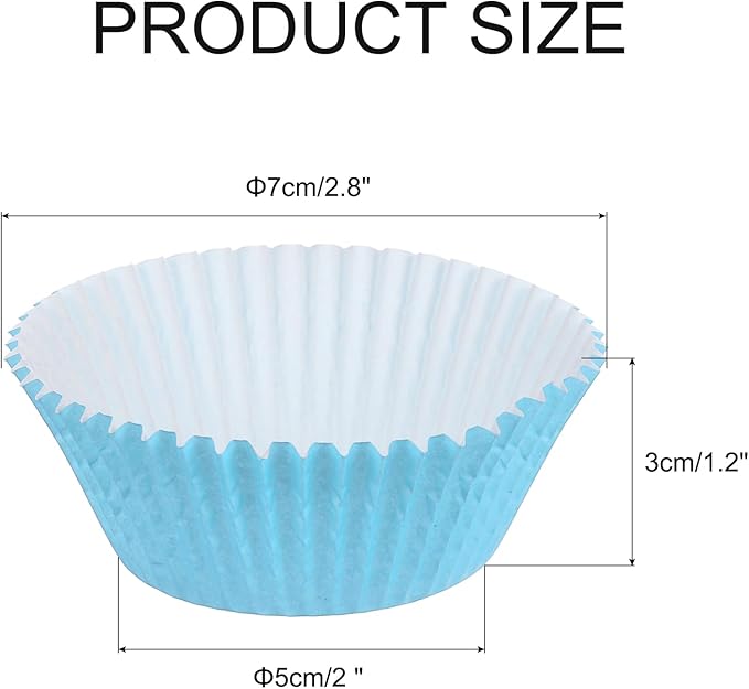 uxcell 100 Pcs Cupcake Liners, Muffins Paper Baking Cups Wrappers Standard Greaseproof for Baking Cupcake Wrapper, Sky Blue