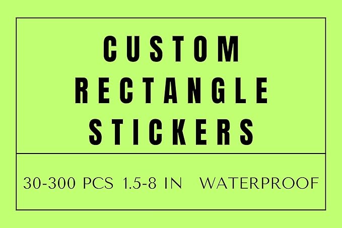 Custom Rectangle Stickers for Business Logo, Custom Rectangle Labels for Candle Jar Coffee, 30-300 pcs, Waterproof Glossy Vinyl Stickers, Upload Your Design (1.75x4 in)
