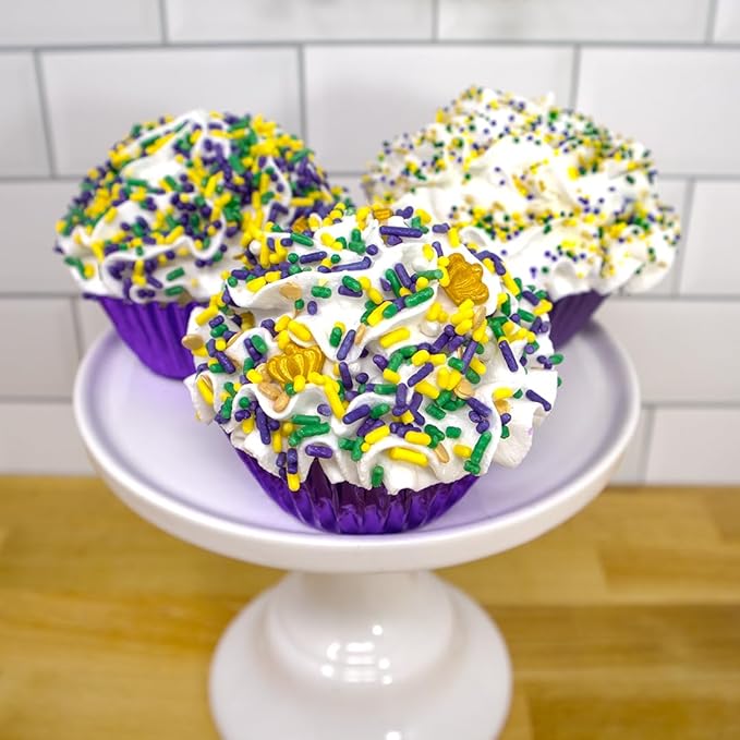 Mystic Sprinkles 4 Cell Sprinkle Assortments (King Bacchus Mardi Gras, Petite)