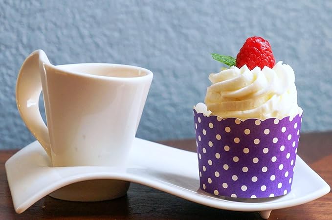 Paper Baking Cups (Polka Dots), Greaseproof Disposable Cupcake Liners (Purple, Large Cups (50-Pack))