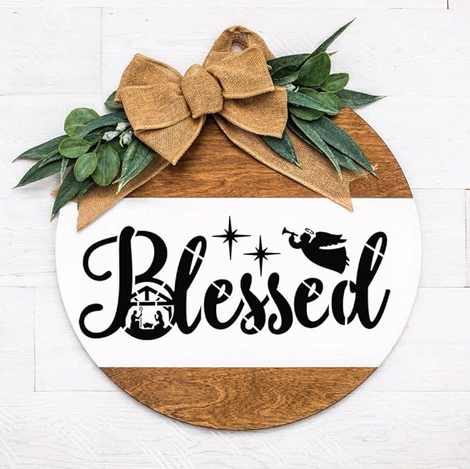 Christmas Stencils for Crafts Reusable Nativity Stencil Christian Jesus Stencils for Painting on Wood for Unto Us/Holy Night/Believe/Blessed Templates