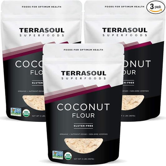 Terrasoul Superfoods Organic Coconut Flour, 6 Lbs (3 Pack) - Gluten-Free | Unrefined | Fine Texture | Premium Quality