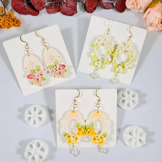 Polymer Clay Flower Petal Cutters – 8 Pcs Round Clay Cutters for 3D Floral Earrings, DIY Clay Tools for Polymer Clay Jewelry Making