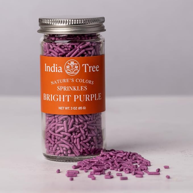 Bright Purple Sprinkles – Vegan, Non‑GMO, Dye‑Free, Allergen‑Free, 3 oz Jar – India Tree Nature’s Colors