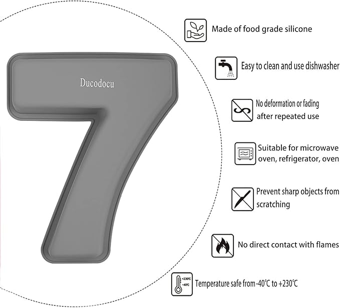 Ducodocu Silicone Number Cake Pan Large 3D Number Cake Mold Baking Forms Novel Cake Tins DIY Baking Mold for 17/71th Birthday Wedding Anniversary 10 inch Number of 1&7