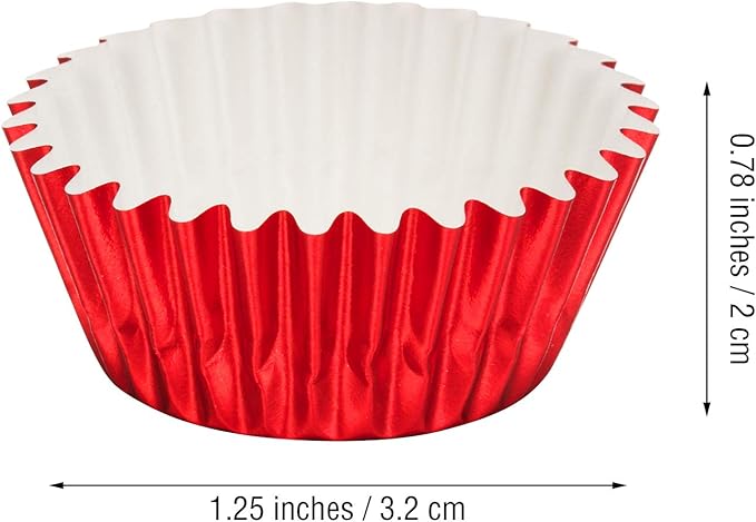 Sumind 400 Pieces Mini Foil Cupcake Liners Baking Cups, Metallic Cupcake Liner for Holiday Baking Muffin and Cupcakes(Red)