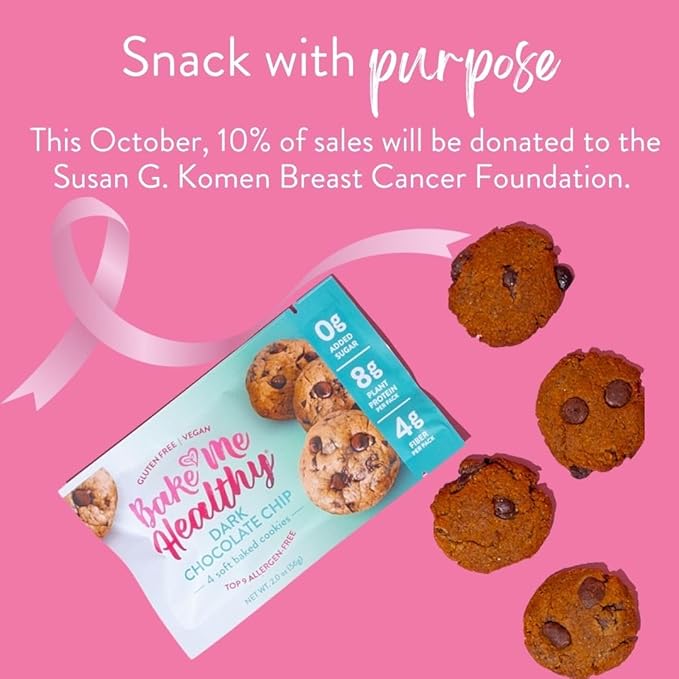 Bake Me Healthy Gluten-Free Cookies - Chocolate Chip (10 Count), Vegan, Gluten Free, Nut Free & Dairy Free, Healthy Snacks for Kids or Adults, School Safe, Low Sugar