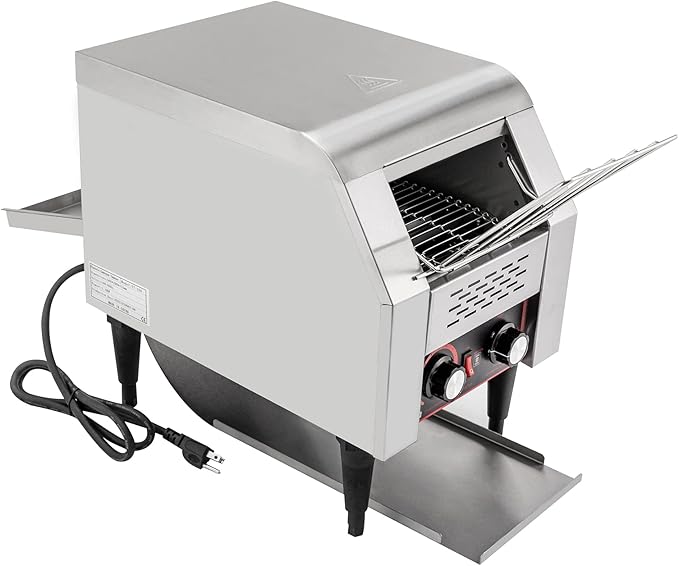 Commercial Conveyor Toaster 150 Slices/Hour Stainless Steel Conveyor Toaster 1300W Electric Toasters Oven Heavy Duty Countertop Restaurant Toaster for Cafes Bun Bagel Bread