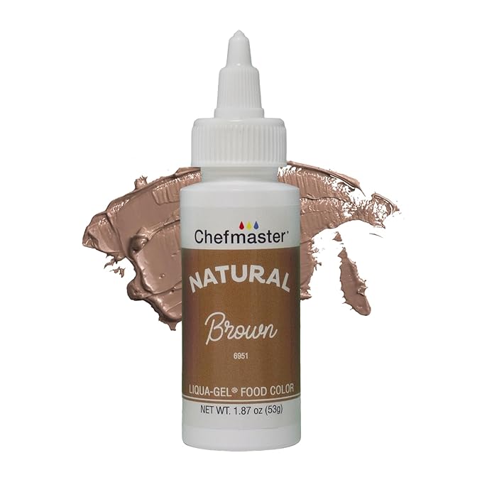 Plant‑Based Natural Liqua-Gel Food Coloring by Chefmaster, No Artificial Dyes, Gel Color for Icing, Frosting, Fondant, & Decorating, Quality Crafted in California USA (Brown)