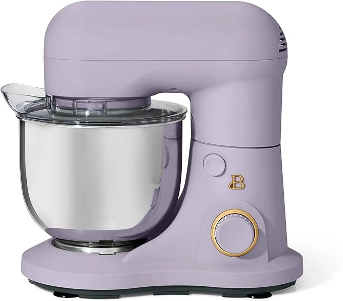 Beautiful 3.5 Qt Tilt-Head Stand Mixer | 12-Speed 300 W Motor | Stainless Bowl Beater, Dough Hook & Whisk by Drew Barrymore (Lavender)