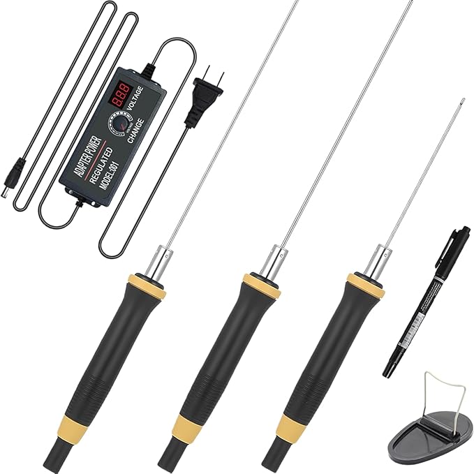 Hot Wire Foam Cutter Kit with 9-36W Digital Voltage Controller, 3-in-1 Electric Styrofoam Cutter with 3Pcs Hot Cutting Pen (4", 6", 8"), for Cutting, Detail Handling, DIY Crafts