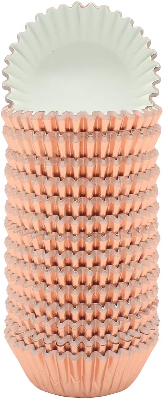 Mini Rose Gold Foil Cupcake Liners Muffin Baking Cups for Party and More, 300-Count