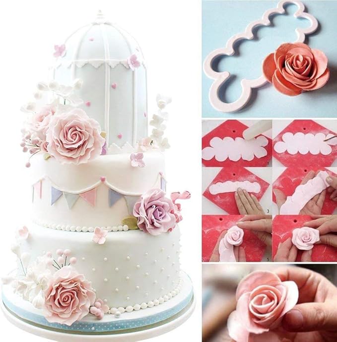 Soleebee 114 Pcs Cake Decorating Tools Fondant Cake Baking Decorating Sugar Craft Icing Tools Plunger Cutters Snowflake Rose Flower Moulds Set Letter Cookie Cutters Rolling Pin Equipment Accessories