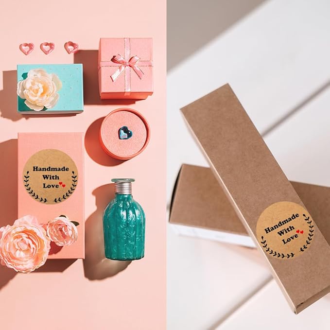 150,200Pcs Kraft Custom Sticker Labels Round Customized Labels Wreath Designs Personalized Stickers for Food Jars Gift Essential Oil Bottles Storage Bins(Kraft Paper 14)