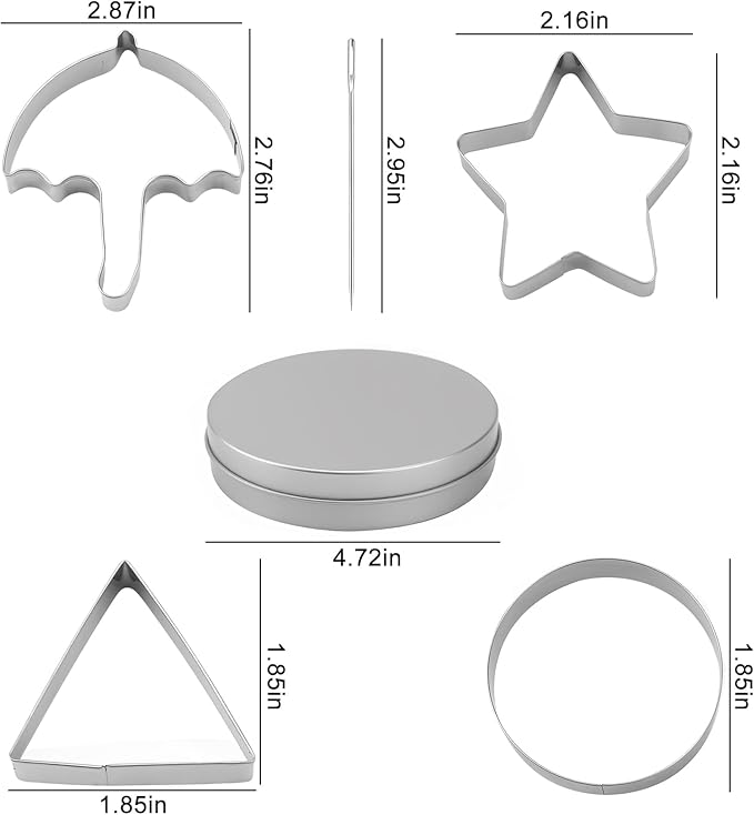 Sugar Candy Making Tools,Stainless Steel Cookie Cutters,Cookie Cutters Set Round Heart,Umbrella Cookie Cutter,Sugar Biscuit Kit Making For Kitchen,Baking&Christmas Holiday Party (6-Piece Set)