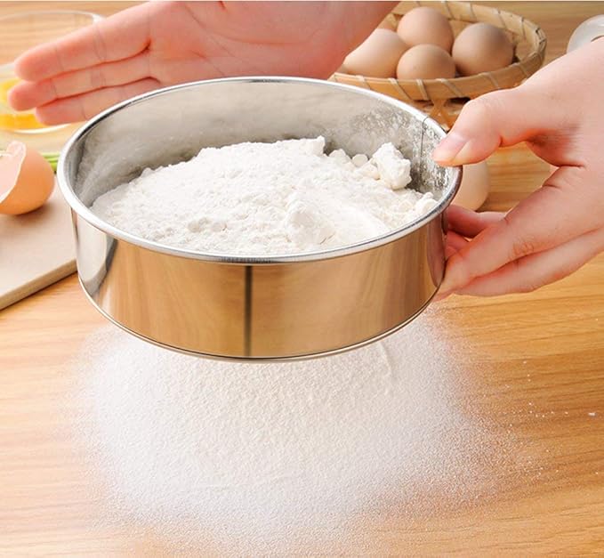 Flour Sifter for Baking - Stainless Steel 40 Mesh Small Tamis 6inch Round Sifter,Mini Fine Mesh Flour Sieve(6 Inch, 40m Mesh)