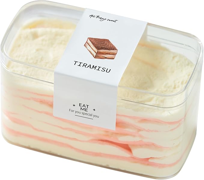 Plastic Rectangle Dessert Cups Boxes with Lids and Sporks,packaging for baked,Cookie Tiramisu Containers for Fruit,Pudding,Mousse,Parfait Cups With Lids(20, Rect 4.6*2.4*2.7 IN-Boxes+Sporks+stickers)