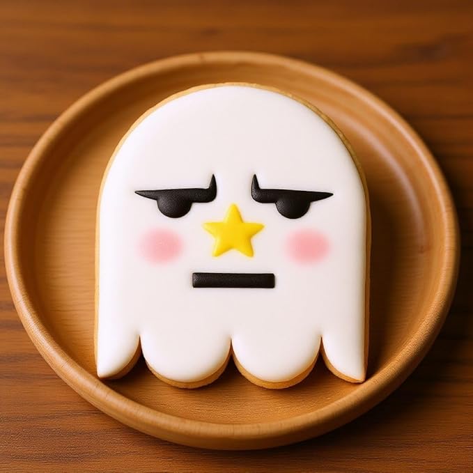 Cookie Cutter and Stencil Set Bundle Kit PYO Cookies Paint Your Own Diy Bakery Fondant Sugar Happy Birthday Wedding Baby Candle Kids Painting Coloring Pages Comb (Halloween Ghost Faces)