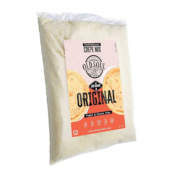 OldSoul Professional Crepe Mix | Original Dough Mix | Classic Flavour | 5 Lbs | 36 Crepes (5 Lbs, Gluten Free & Vegan)