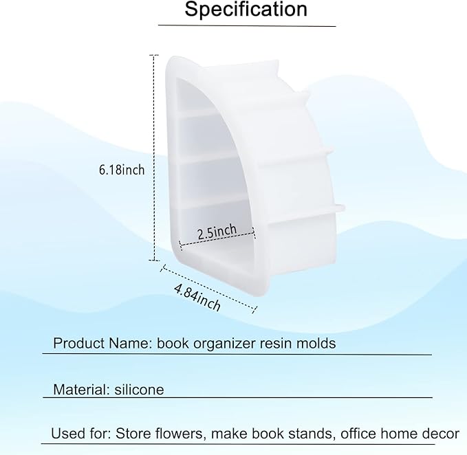 Large Bookends Resin Mold, 1 Pair Sector Silicone Geode Book Organizer, DIY Crystal Epoxy Mold for Books, Desktop Organizer, Office Home Decoration, Gift
