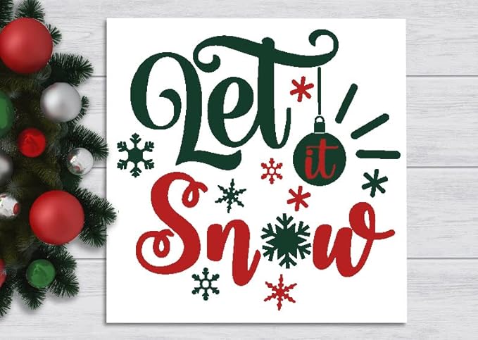 DGAGA Christmas Silk Screen Stencils Reusable Self Adhesive let it Snow Chalk Mesh Stencils Silkscreen Pattern Stencil for Winter Decoration, DIY Home and Wood Signs