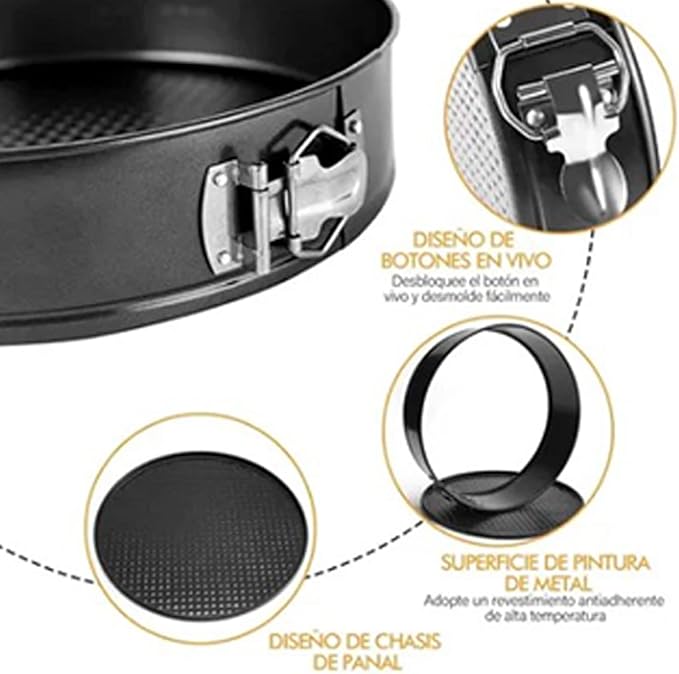 Springform Cake Pan Set,Non Stick Easy to Demould Good Sealing Springform Pan Set Cake Mold 3Pcs Black for Cheesecake, Pizzas, Quiches Tier, Wedding Cakes