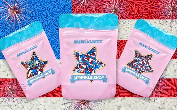 Sprinkles | Patriotic sprinkles | Red white and blue sprinkles | American sprinkles | Cookie sprinkles | July 4th sprinkles | Manvscakes | Chocolate,Potato | Non Toxic