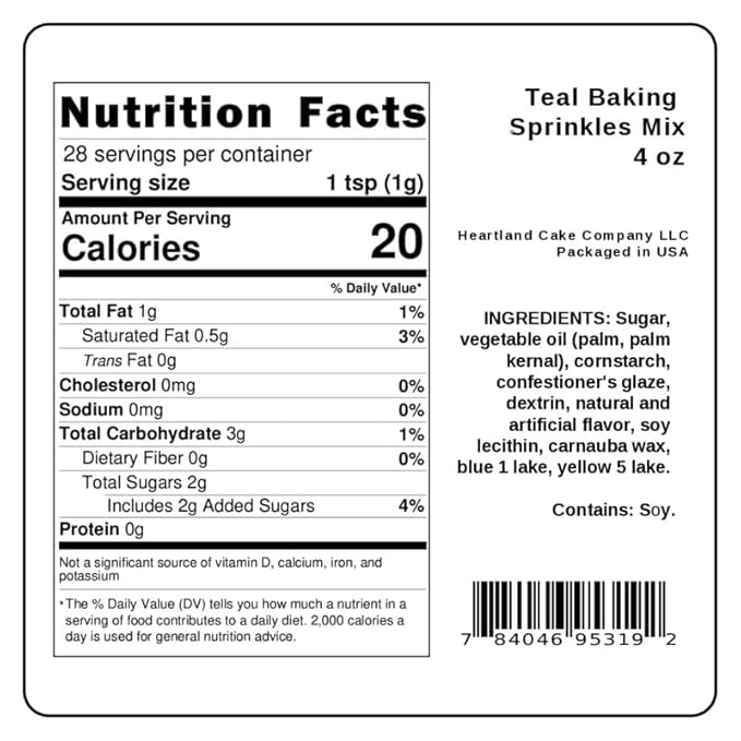 Teal Blue Sprinkles for Baking Cakes, Cupcakes, Cookie Decorations, Ice Cream and Donut Toppings Edible Decorating Baking Supplies - 4 oz package (Teal)