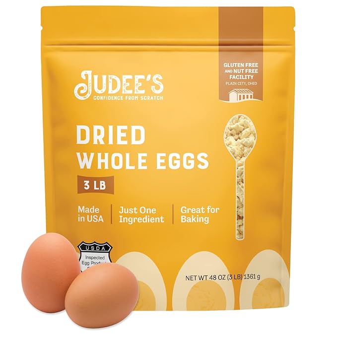 Judee's Gluten Free Dried Whole Egg Powder - Eggs & High-Protein Meal Prep - Versatile Baking & Protein Powder Substitute - For Camping Meals & Long-Term Storage - 3 lb - Pack of 15