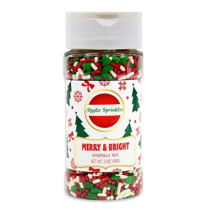 Mystic Sprinkles Christmas Holiday Sprinkle Mixes (Merry & Bright Sprinkle Mix 3.1oz)