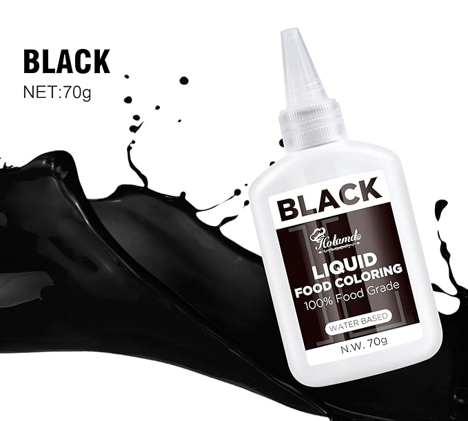 Liquid Food Coloring (Black), 70g × 3 Bottles Food-Grade Concentrated Flavorless Food Coloring Set, Vibrant Dye Ideal for Baking Cookies, Cake Decorating, Icing, Fondant, Easter Eggs, DIY Projects