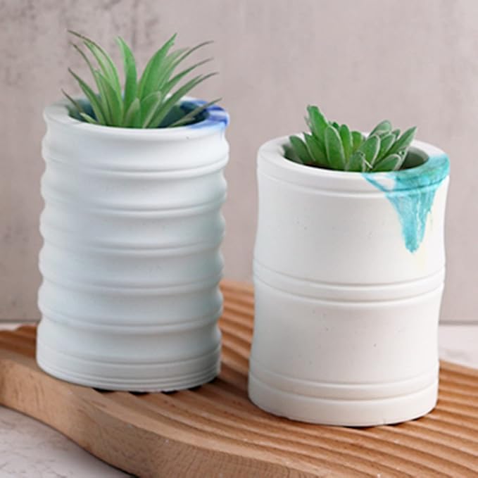Striped Cylindrical Plaster Vase Flower Pot Silicone Mold Succulent Planter Concrete Mold Pen Holder Cement Clay Epoxy Resin Mould