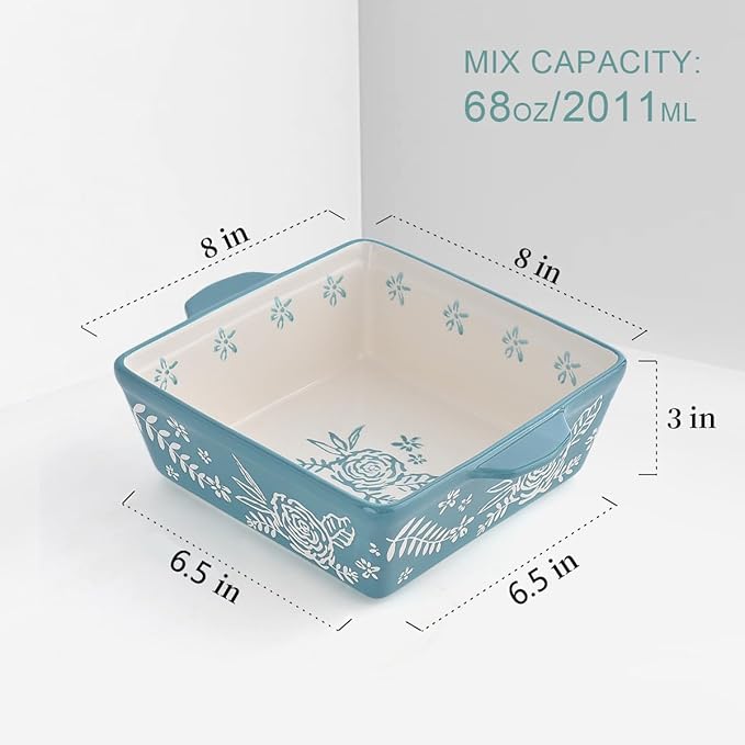 Wisenvoy Baking Dish 8x8 Baking Pan Brownie Pan Casserole Dish Hand-Painted Casserole Dishes For Oven Lasagna Pan
