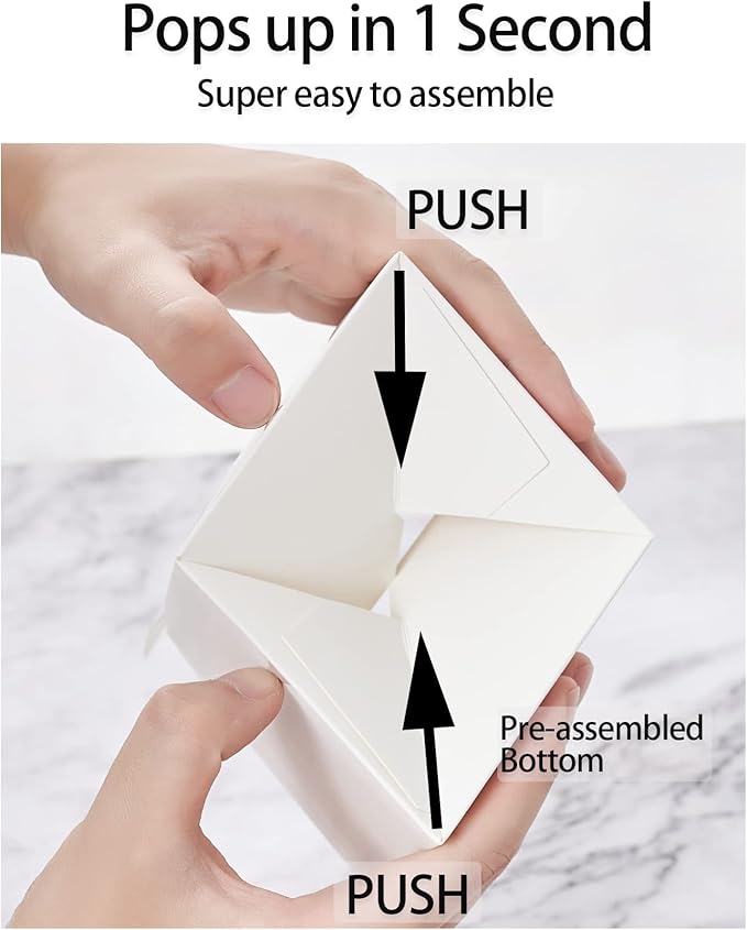 Happyhiram Cupcake Boxes 100 Pcs Bulk White Individual Cupcake Box, Single Cupcake Containers Cardboard Holders with Inserts and Window for Cocoa Bombs Packaging Togo Boxes for Birthdays Showers