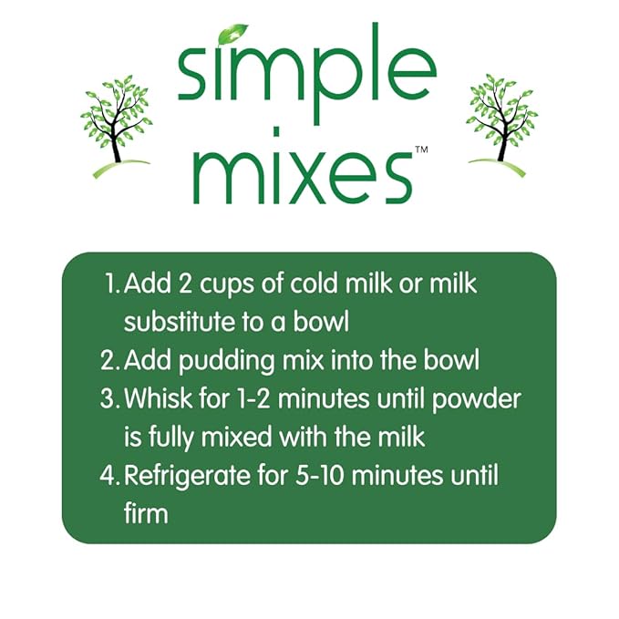 Simple Mixes Natural Instant Pudding & Pie Filling Mix, Healthy Snack, Chocolate, Gluten and Dye-Free, No Fat, or Lactose, Kosher, 6 Pack