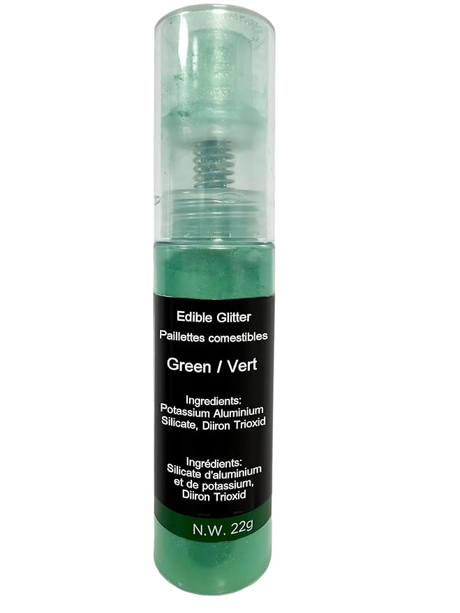 Edible Glitter Spray 22g (Green) - Metallic Food Coloring Powder, Food-Grade Glitter, Metallic Shimmer Edible Color Powder - Flash Powder for Beverages, Cocktail, Cake Decorating, Baking, Icing, Candy