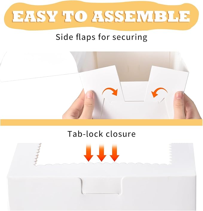 KPOSIYA 40pcs 8x8x5 inches Cake Boxes with Cake Boards（20 Boxes & 20 Boards）, White 8 inch Cake Boxes with Window,Cajas Pasteles Square Cardboard Cake Containers for Christmas Thanksgiving