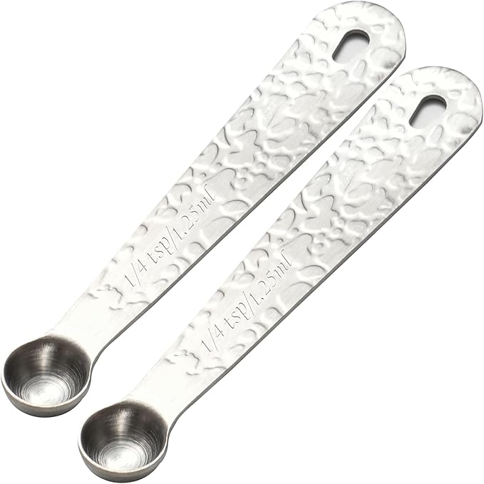 2PCS 1/4tsp(1.25ml) Single Measuring Spoon, Stainless Steel Embossed Measure Scoop Only, Individual Spoon for Cooking and Baking