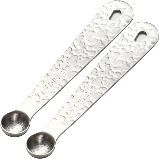 2PCS 1/4tsp(1.25ml) Single Measuring Spoon, Stainless Steel Embossed Measure Scoop Only, Individual Spoon for Cooking and Baking