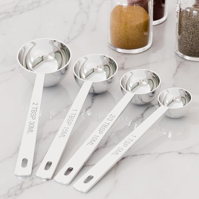 1PCS 2/3TBSP(2TSP, 10ML) 18/8 Stainless Steel Measuring Spoon, Metal Measure Scoop for Dry and Liquid Spices, Must-have for Kitchen