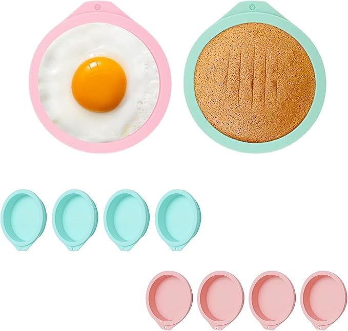 4 Pcs Air Fryer Egg Molds, Silicone Egg Bite Molds for Baking Muffin Top Pan Toast, Non-Stick Air Fryer Accessories (Pink)