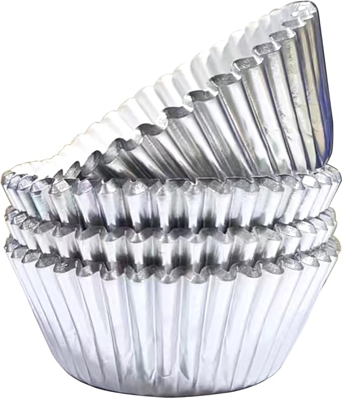 100pcs Cupcake Paper Baking Cups Wrapper Liners Cake, Foil Cupcake Liners for Baking Cupcakes (Silvery)