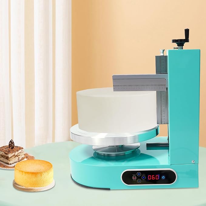 Cake Decorating Machine, 200W Birthday Cake Cream Smooth Coating Decoration Machine, 4-12 inch Pastries Frosting Equipment, Electric Cream Butter Smoothing Scraper for Dessert Shops (Green)